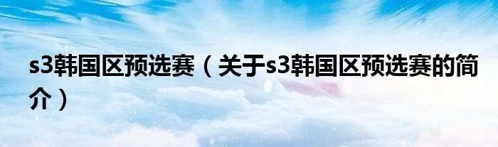 s3韩国区预选赛(关于s3韩国区预选赛的简介)