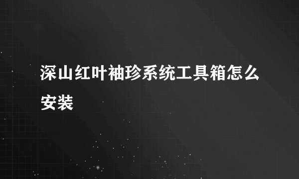 深山红叶袖珍系统工具箱怎么安装