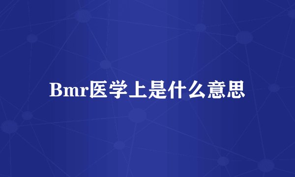 Bmr医学上是什么意思