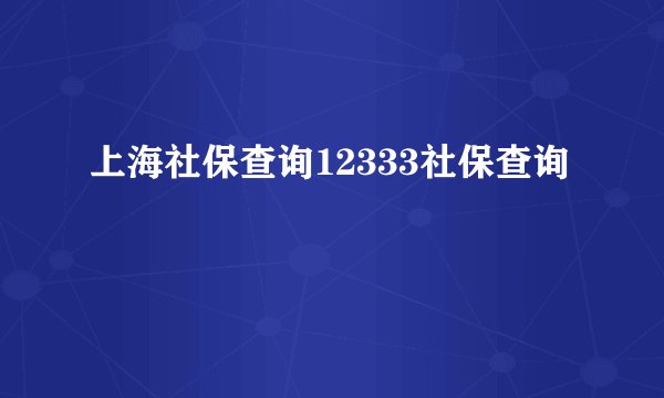 上海社保查询12333社保查询