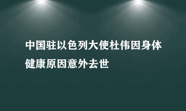 中国驻以色列大使杜伟因身体健康原因意外去世