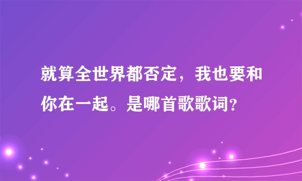 就算全世界都否定，我也要和你在一起。是哪首歌歌词？