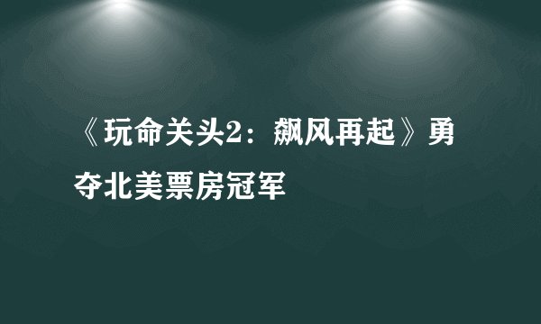 《玩命关头2：飙风再起》勇夺北美票房冠军