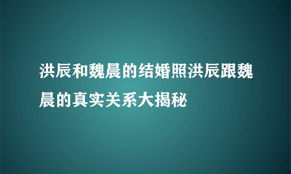 洪辰和魏晨的结婚照洪辰跟魏晨的真实关系大揭秘