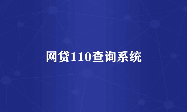 网贷110查询系统