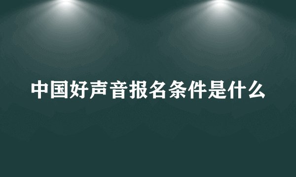 中国好声音报名条件是什么