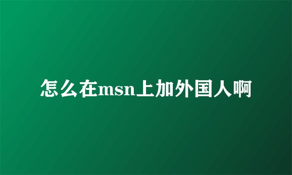 怎么在msn上加外国人啊