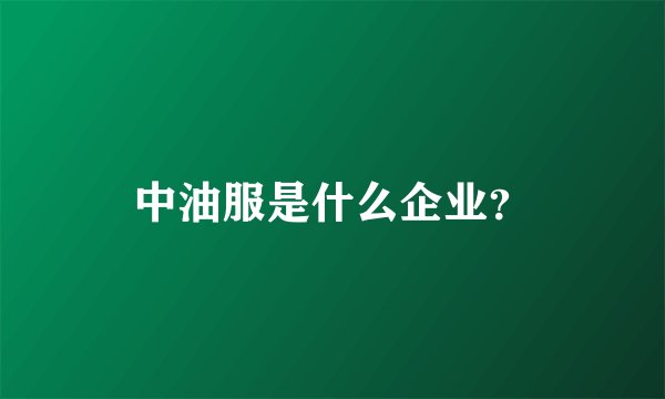 中油服是什么企业？