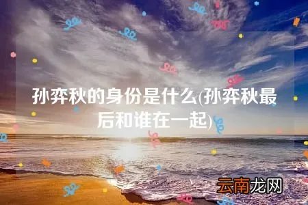 孙弈秋最后和谁在一起 孙弈秋的身份是什么