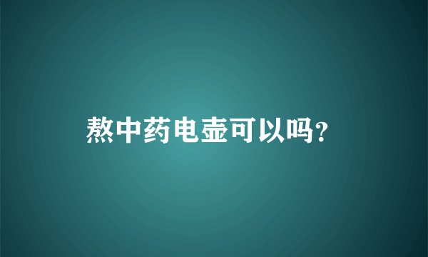 熬中药电壶可以吗？