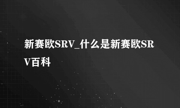 新赛欧SRV_什么是新赛欧SRV百科