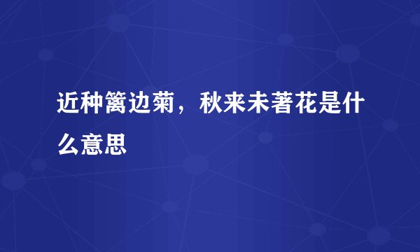 近种篱边菊，秋来未著花是什么意思