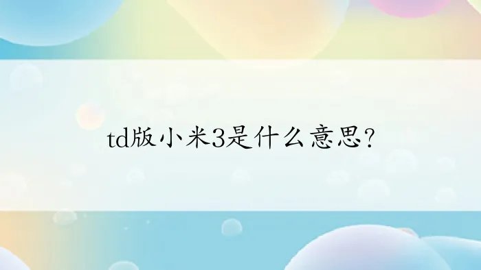td版小米3是什么意思?