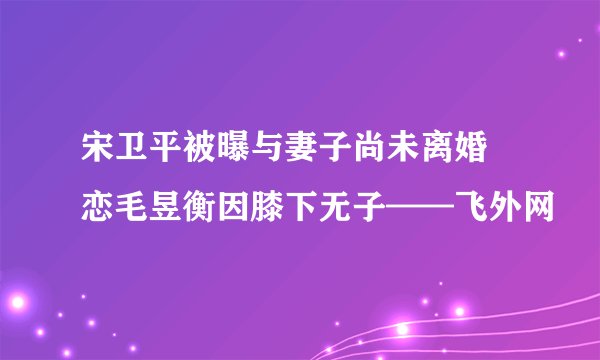 宋卫平被曝与妻子尚未离婚 恋毛昱衡因膝下无子——飞外网