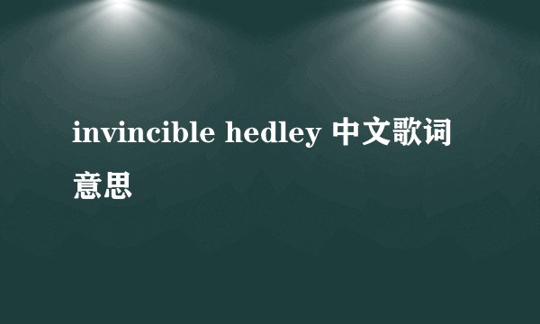 invincible hedley 中文歌词意思
