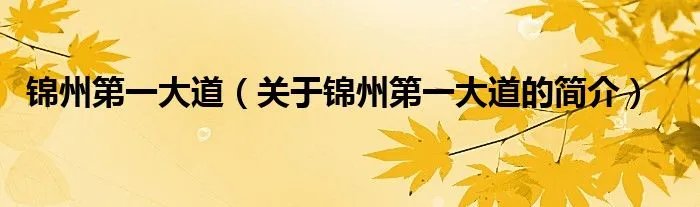 锦州第一大道（关于锦州第一大道的简介）