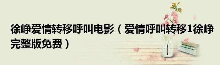 徐峥爱情转移呼叫电影（爱情呼叫转移1徐峥完整版免费）