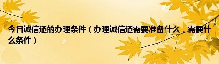 今日诚信通的办理条件（办理诚信通需要准备什么，需要什么条件）