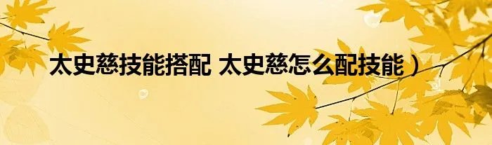 太史慈技能搭配 太史慈怎么配技能)
