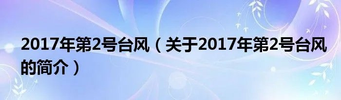 2017年第2号台风（关于2017年第2号台风的简介）