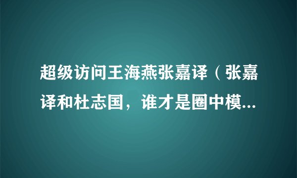 超级访问王海燕张嘉译（张嘉译和杜志国，谁才是圈中模范好男人）介绍_飞外网