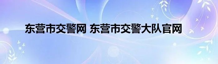 东营市交警网 东营市交警大队官网