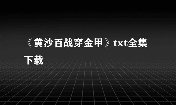 《黄沙百战穿金甲》txt全集下载