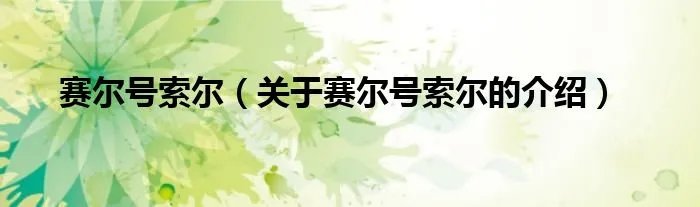 赛尔号索尔（关于赛尔号索尔的介绍）