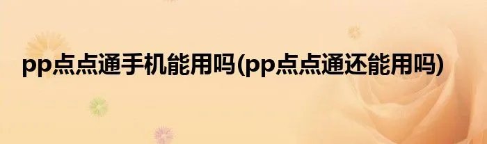 pp点点通手机能用吗(pp点点通还能用吗)