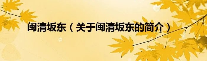 闽清坂东（关于闽清坂东的简介）