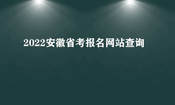 2022安徽省考报名网站查询