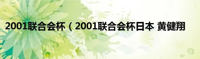 2001联合会杯（2001联合会杯日本 黄健翔
