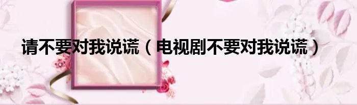 请不要对我说谎(电视剧不要对我说谎)