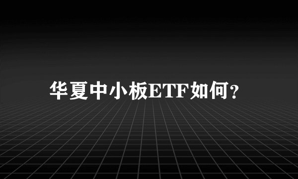 华夏中小板ETF如何？