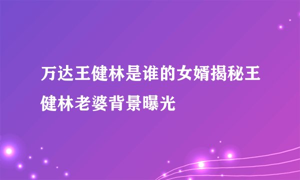 万达王健林是谁的女婿揭秘王健林老婆背景曝光