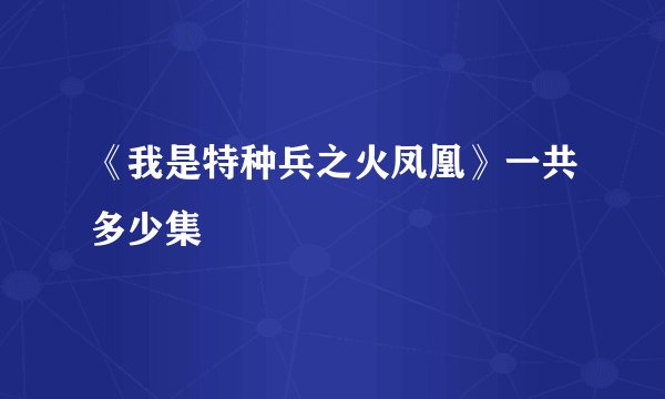 《我是特种兵之火凤凰》一共多少集