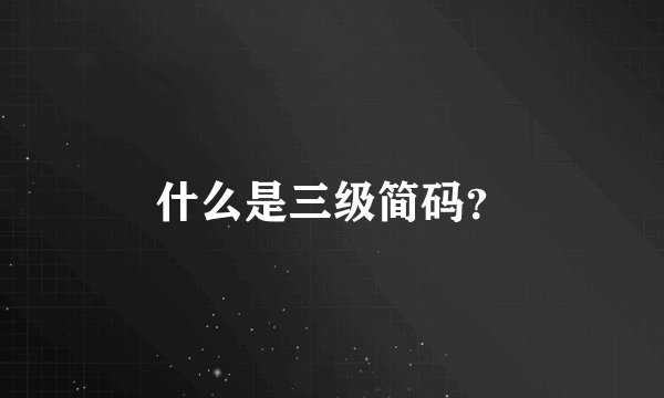 什么是三级简码？