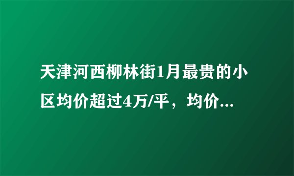 天津河西柳林街1月最贵的小区均价超过4万/平，均价25170元/平