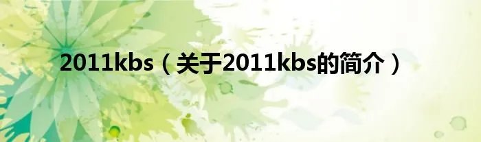 2011kbs（关于2011kbs的简介）