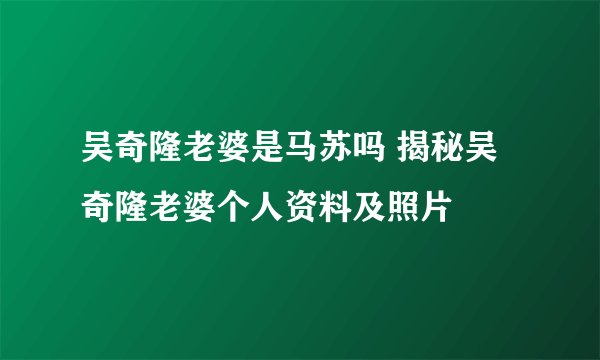 吴奇隆老婆是马苏吗 揭秘吴奇隆老婆个人资料及照片