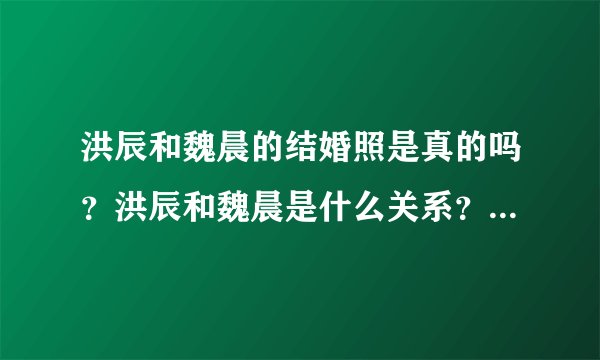 洪辰和魏晨的结婚照是真的吗？洪辰和魏晨是什么关系？_飞外网