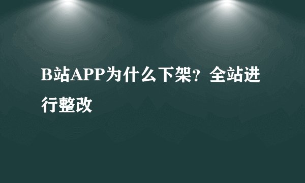 B站APP为什么下架？全站进行整改