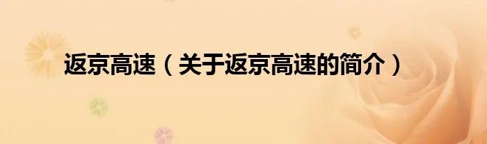 返京高速（关于返京高速的简介）