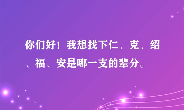 你们好！我想找下仁、克、绍、福、安是哪一支的辈分。