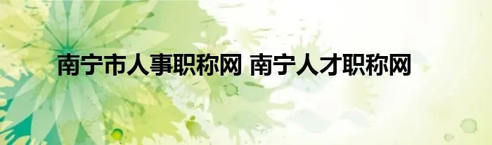 南宁市人事职称网 南宁人才职称网