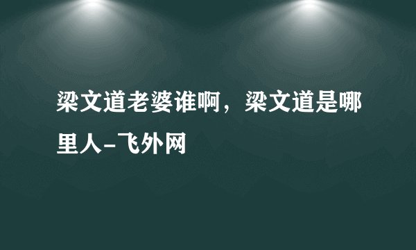 梁文道老婆谁啊,梁文道是哪里人-飞外网