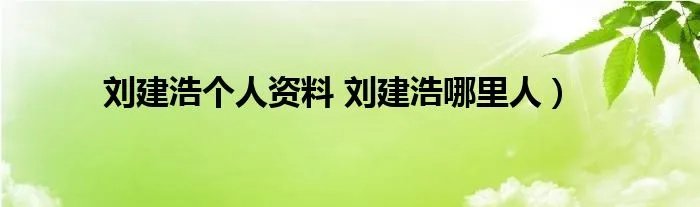 刘建浩个人资料 刘建浩哪里人）