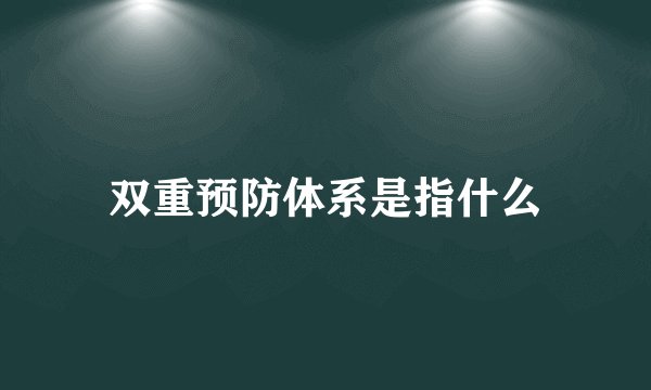 双重预防体系是指什么