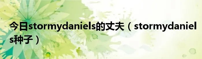 今日stormydaniels的丈夫（stormydaniels种子）