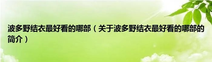 波多野结衣最好看的哪部（关于波多野结衣最好看的哪部的简介）
